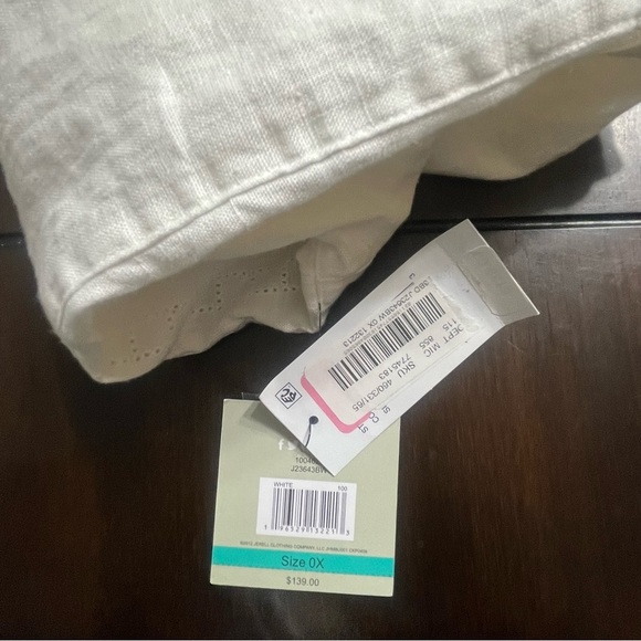 John Mark linen NWT top womens OX tuxedo boho resort Lagenlook engraved buttons - Picture 14 of 15